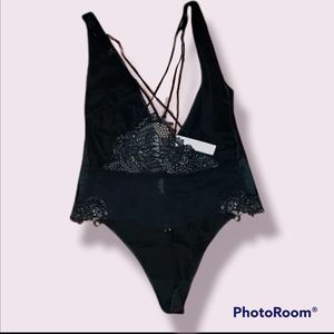 Victoria's Secret black Dragon Applique teddy medium New with tags